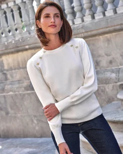 All Needle Button Shoulder Sweater^Pure Collection Online