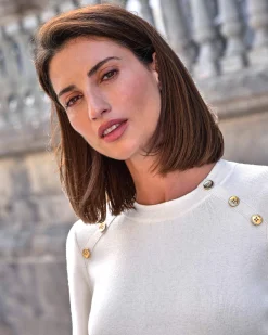 All Needle Button Shoulder Sweater^Pure Collection Online