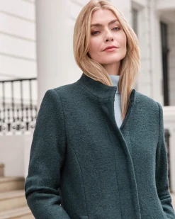 Boucle Textured Wool Funnel Neck Coat^Pure Collection Best
