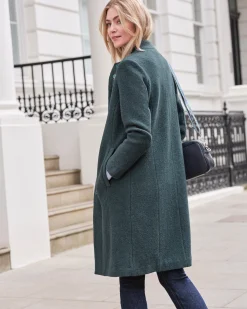 Boucle Textured Wool Funnel Neck Coat^Pure Collection Best
