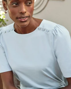 Button Detail Jersey Top^Pure Collection Best