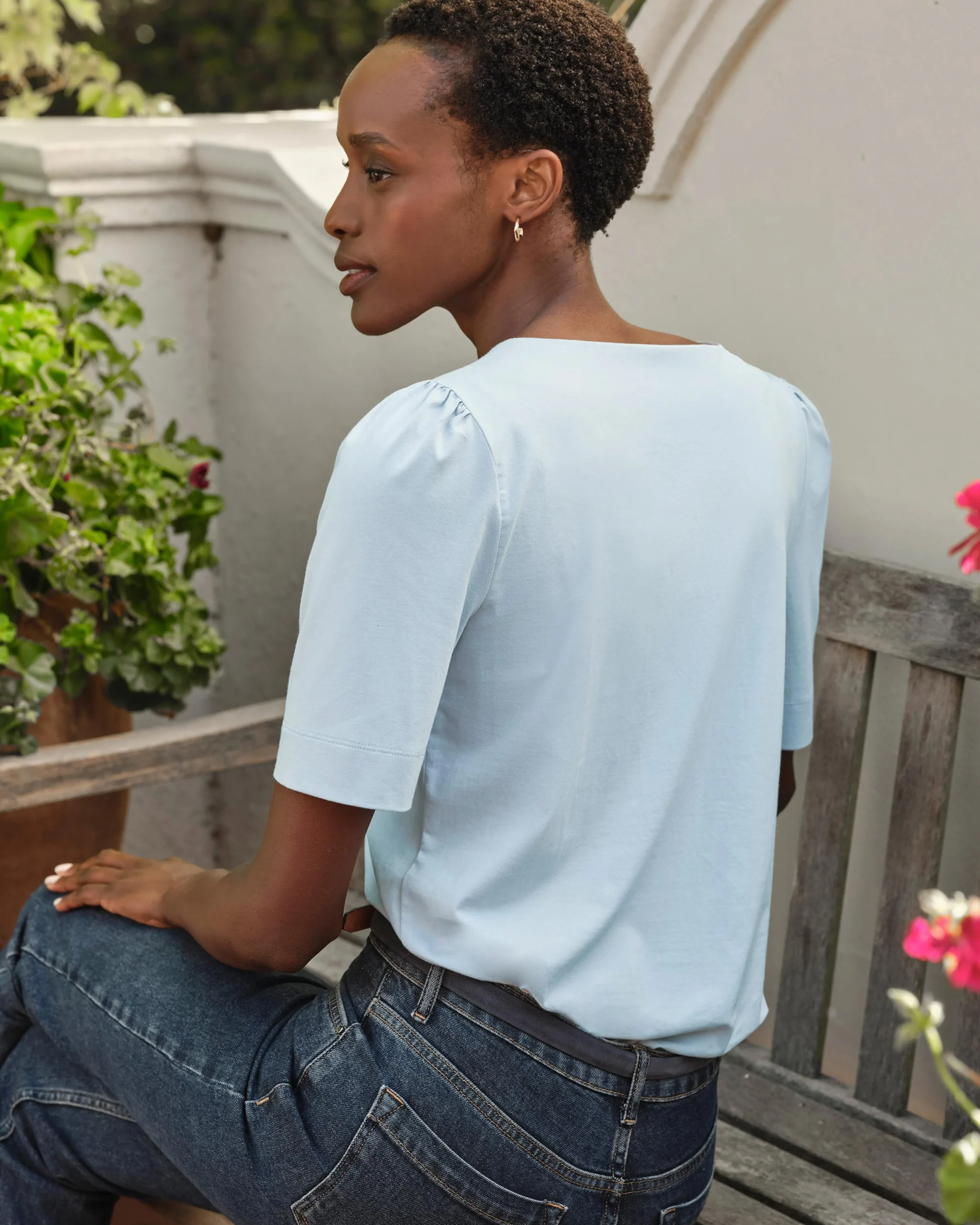 Button Detail Jersey Top^Pure Collection Best