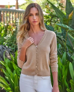 Cashmere Crop Scalloped Cardigan^Pure Collection Fashion