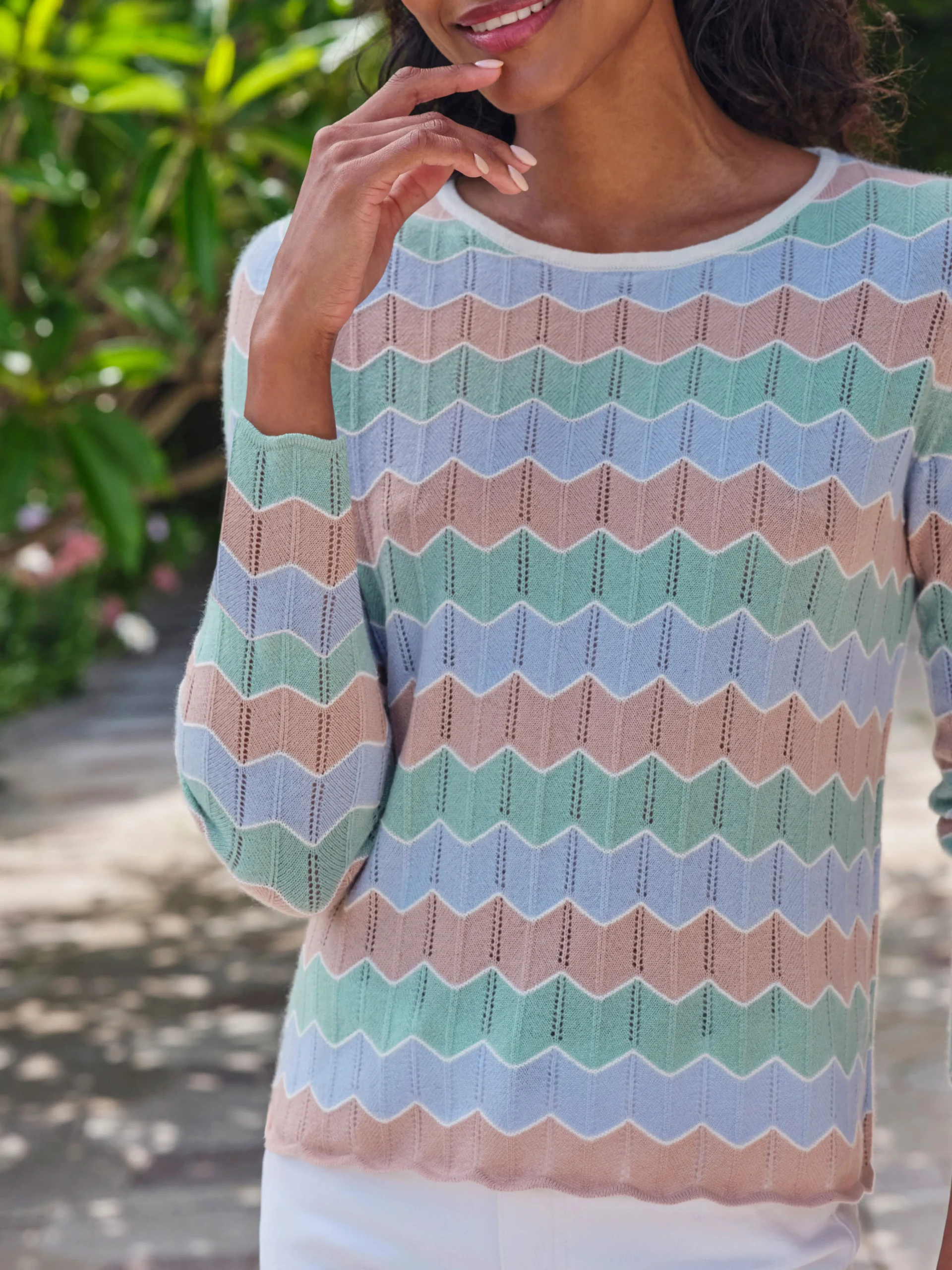 Cashmere Multi Zig Zag Stripe Sweater^Pure Collection Sale