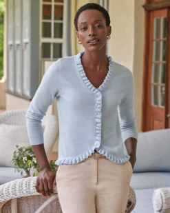 Cashmere Ruffle Cardigan^Pure Collection New
