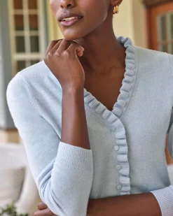 Cashmere Ruffle Cardigan^Pure Collection New