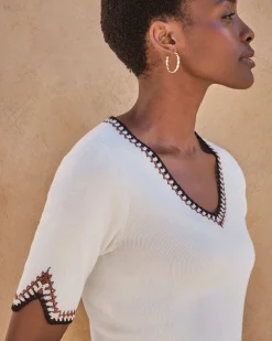 Cotton Blend Crochet Trim Top^Pure Collection Sale