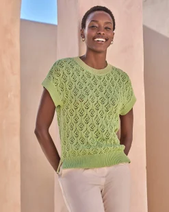 Cotton Lace Knit Top^Pure Collection Sale