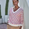 Cotton Linen Chevron Stripe Sweater^Pure Collection Best