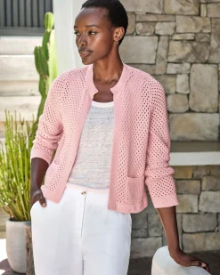 Cotton Mesh Edge To Edge Cardigan^Pure Collection Sale