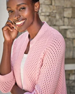 Cotton Mesh Edge To Edge Cardigan^Pure Collection Sale