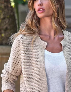 Cotton Mesh Edge To Edge Cardigan^Pure Collection Online