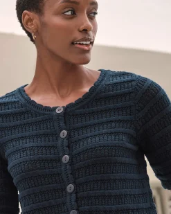 Cotton Short Sleeve Crochet Trim Cardigan^Pure Collection Fashion