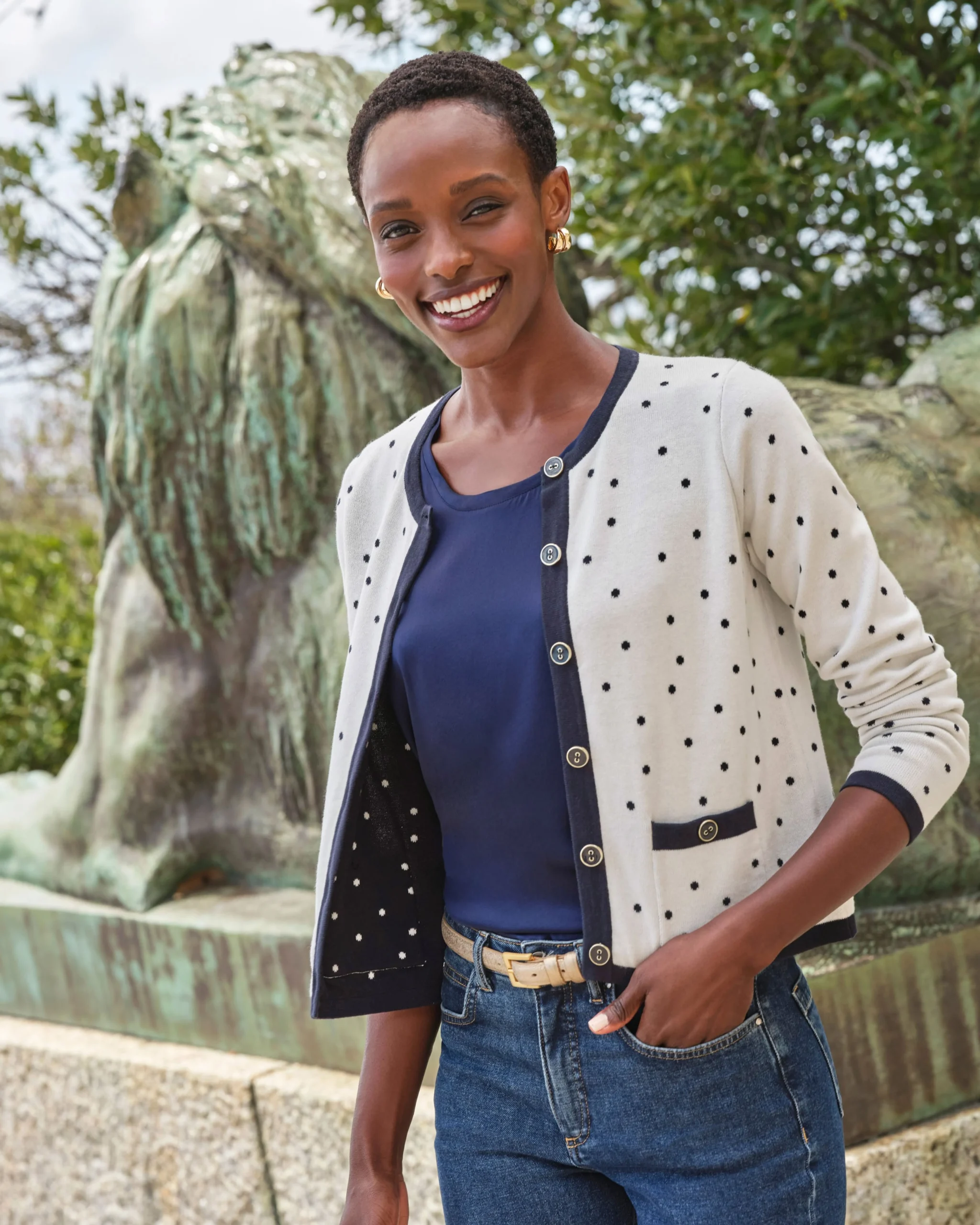 Cotton Spot Cardigan^Pure Collection Discount
