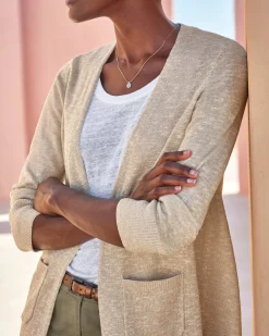 Edge To Edge Cotton Linen Sparkle Cardigan^Pure Collection Sale