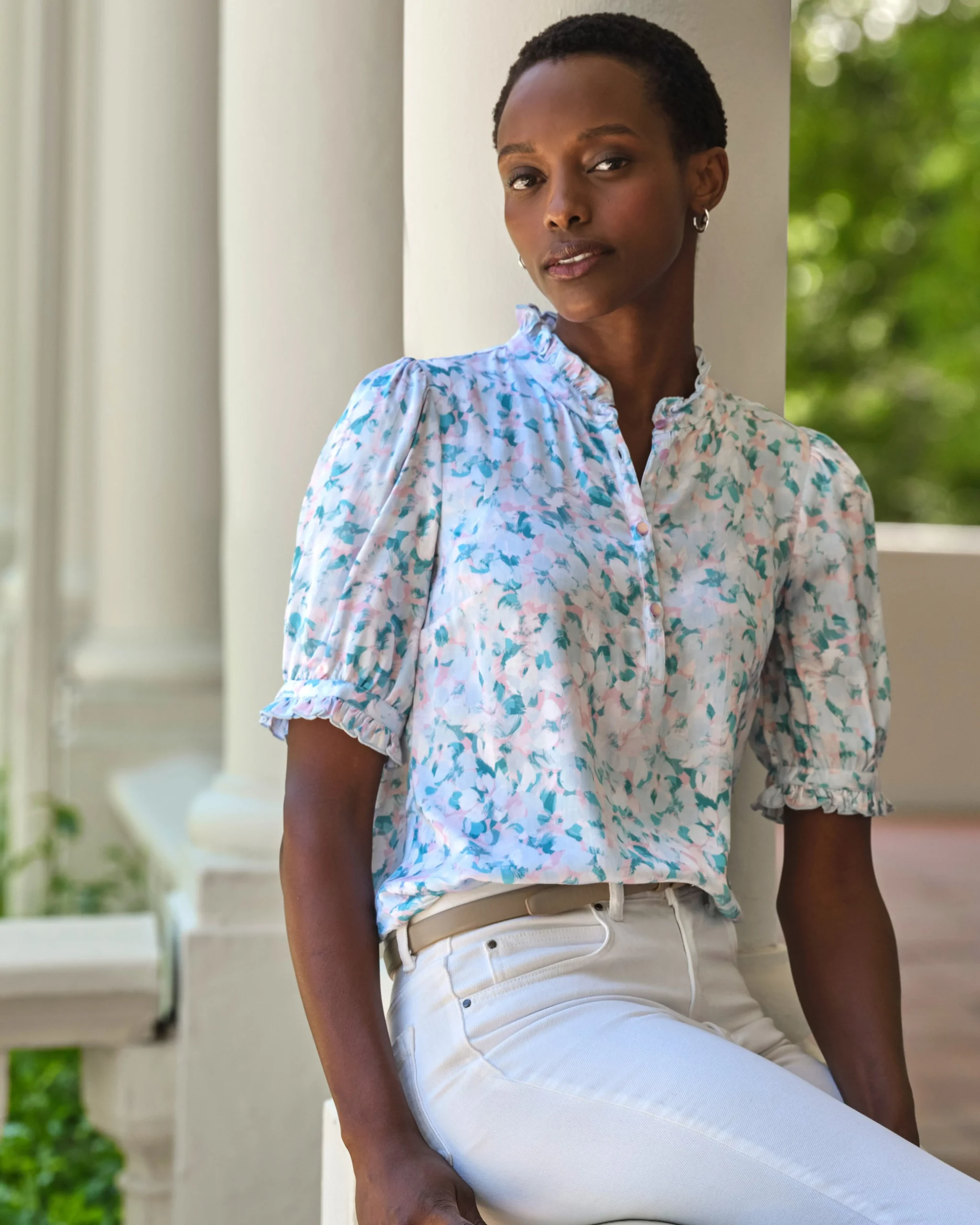 Frill Neck Blouse^Pure Collection Clearance
