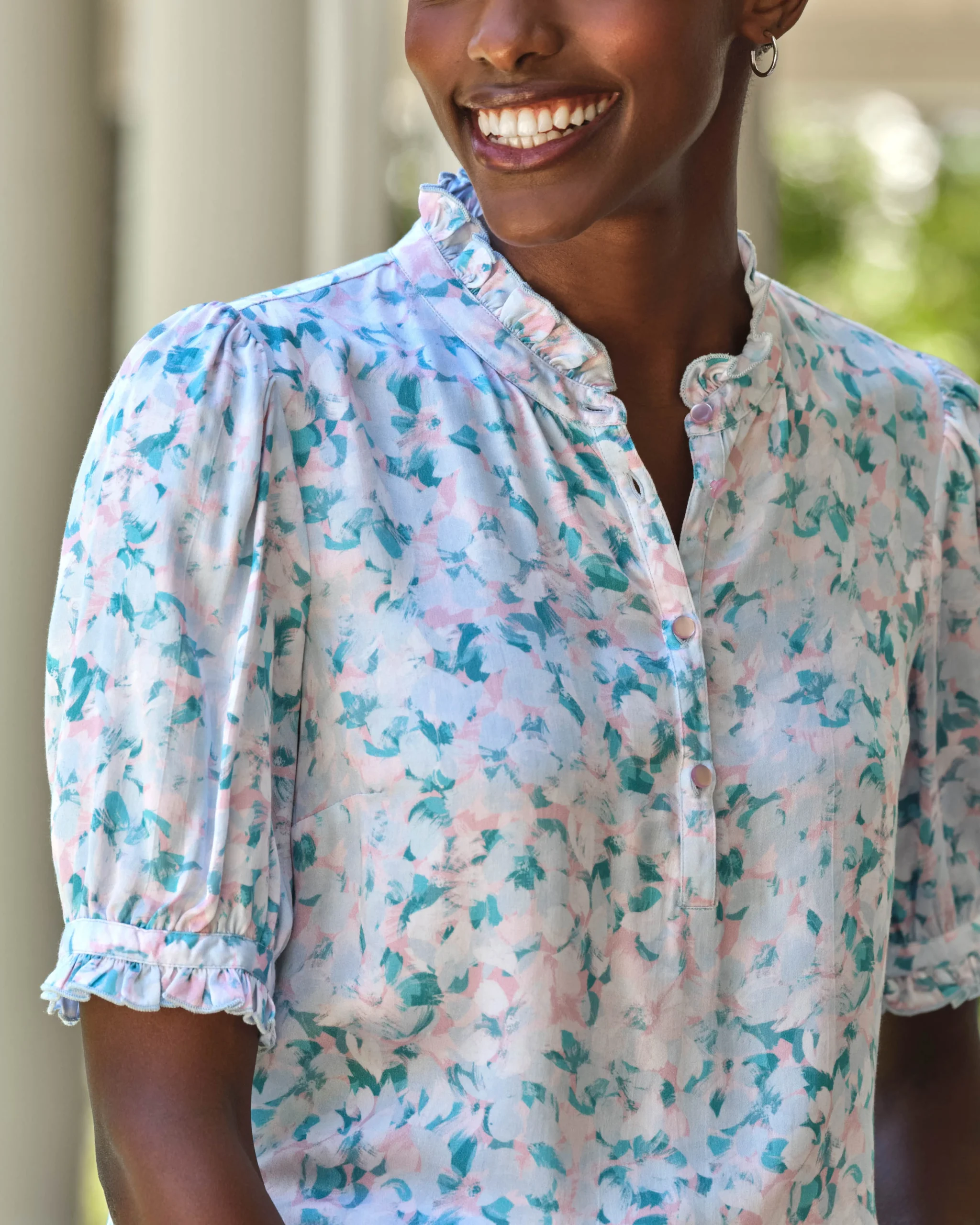 Frill Neck Blouse^Pure Collection Clearance