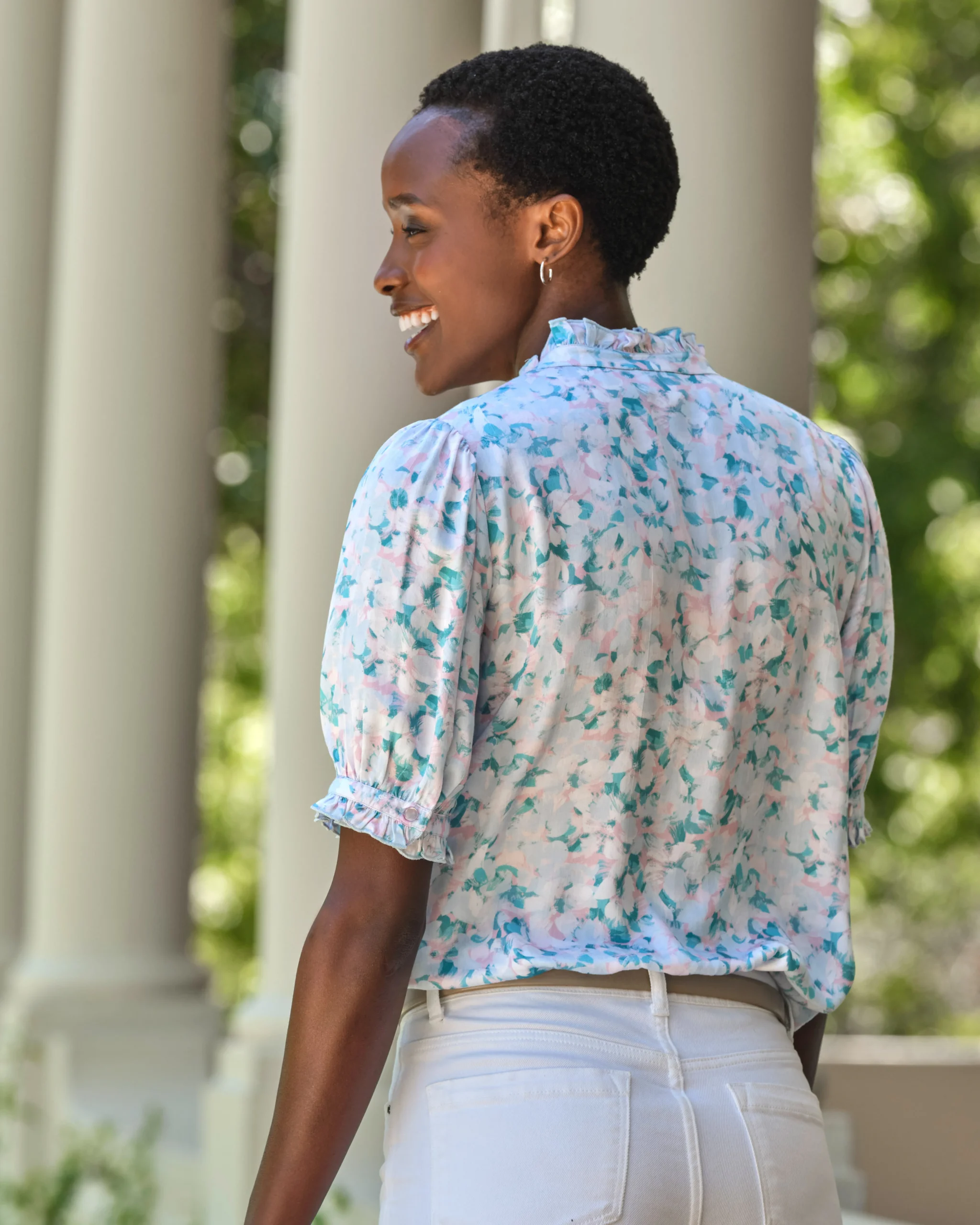 Frill Neck Blouse^Pure Collection Clearance