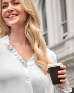 Frill V Neck Top^Pure Collection New