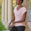 Gathered Waist Cowl Neck Top^Pure Collection New