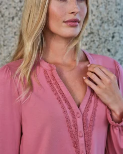 Jersey Lace Trim Blouse^Pure Collection Clearance