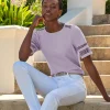 Lace Sleeve Detail Tee^Pure Collection Fashion