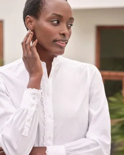 Lace Trim Cotton Shirt^Pure Collection Best