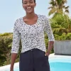 LINEN 3/4 SLEEVE TOP^Pure Collection Discount