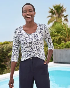 LINEN 3/4 SLEEVE TOP^Pure Collection Discount