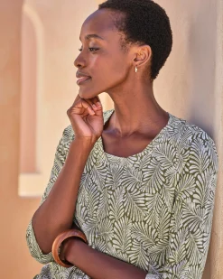 LINEN 3/4 SLEEVE TOP^Pure Collection New