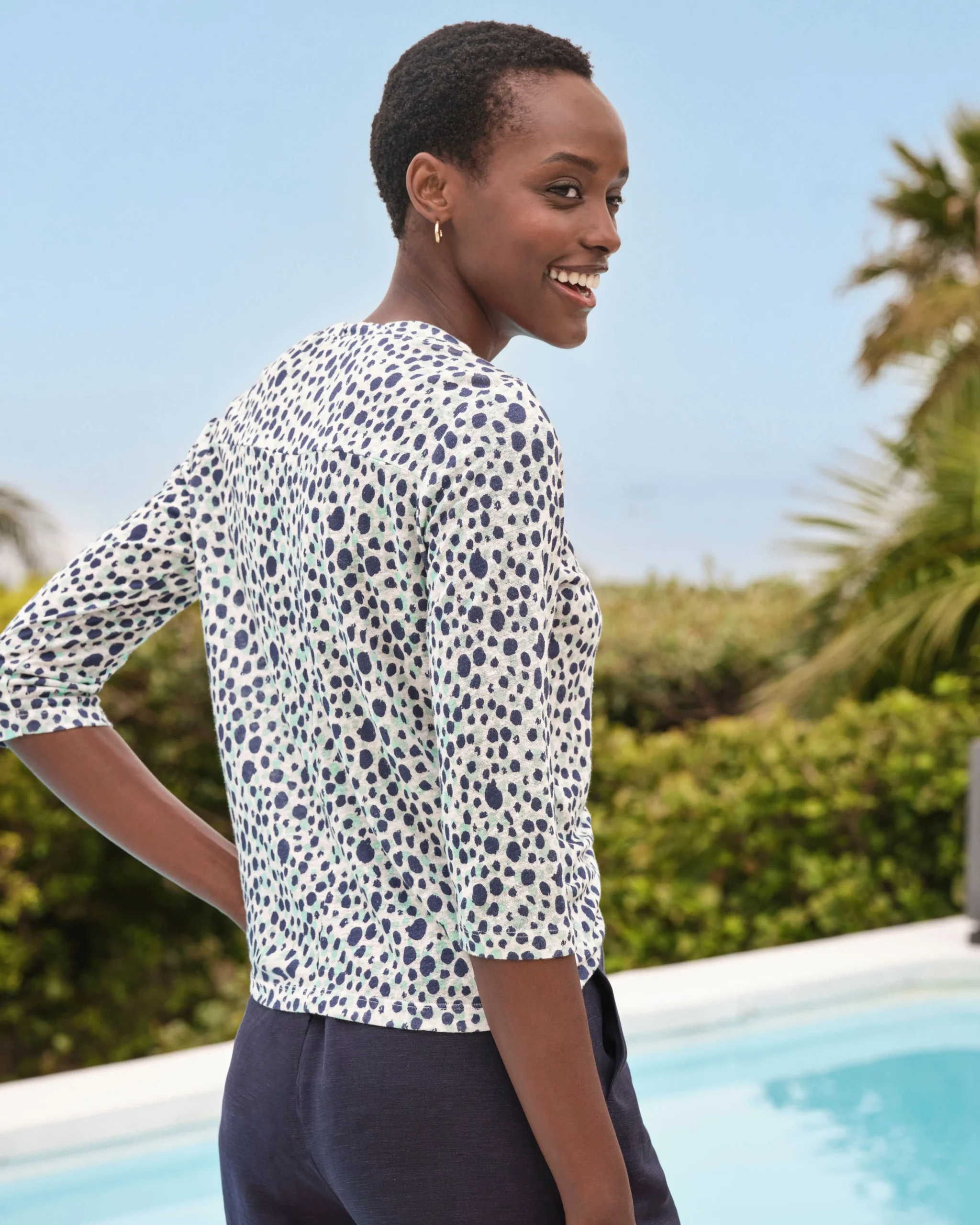 LINEN 3/4 SLEEVE TOP^Pure Collection Discount