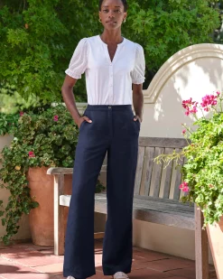Linen Blend Wide Leg Trousers^Pure Collection Online