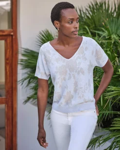 Linen Cotton Sparkle Rose Top^Pure Collection Online
