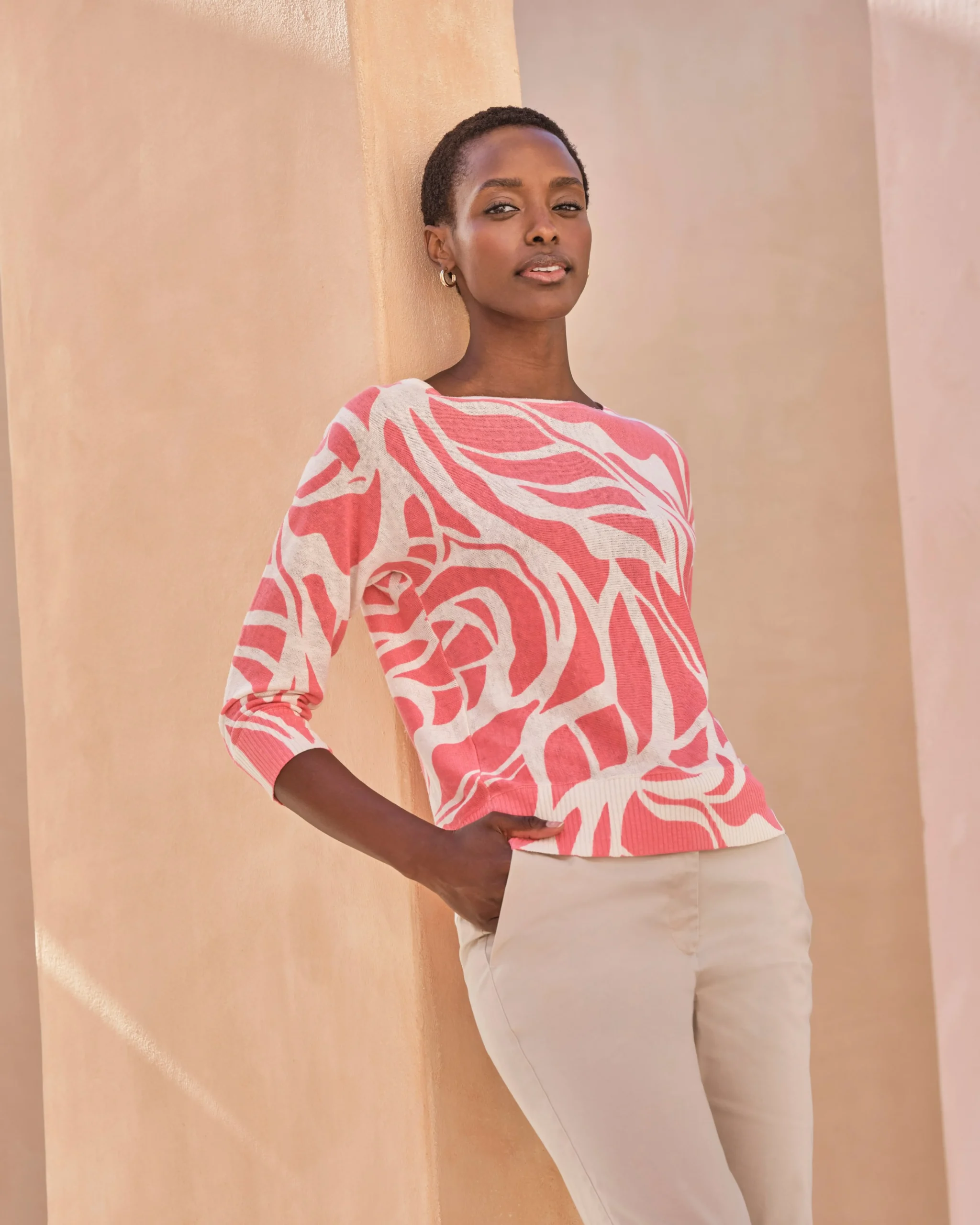 Linen Leaf Print Sweater^Pure Collection Sale