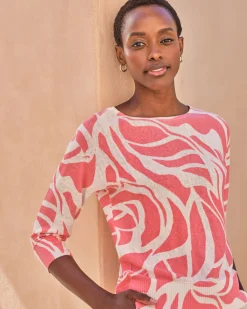 Linen Leaf Print Sweater^Pure Collection Sale