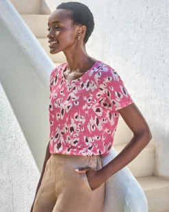 Linen Round Neck Short Sleeve T-Shirt^Pure Collection Hot