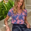 Linen V Neck Short Sleeve T-Shirt^Pure Collection Discount