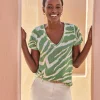 Linen V Neck Short Sleeve T-Shirt^Pure Collection Clearance