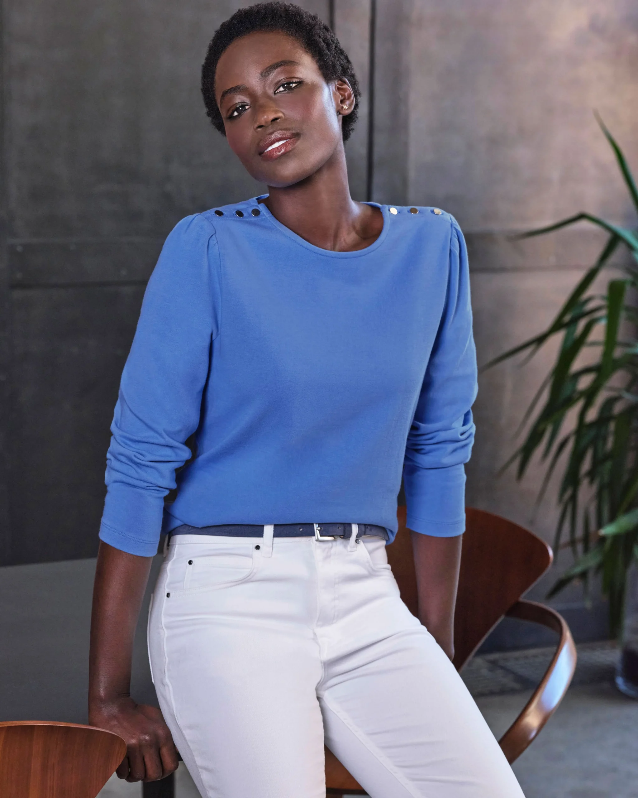 Long Sleeve Button Detail Top^Pure Collection Outlet