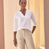 Notch Neck Blouse With Embroidery^Pure Collection Sale