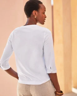 Notch Neck Blouse With Embroidery^Pure Collection Sale