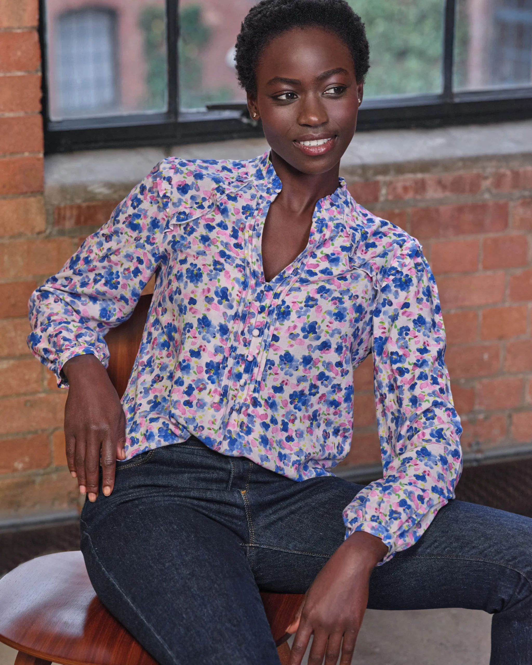 Pintuck And Frill Blouse^Pure Collection Clearance