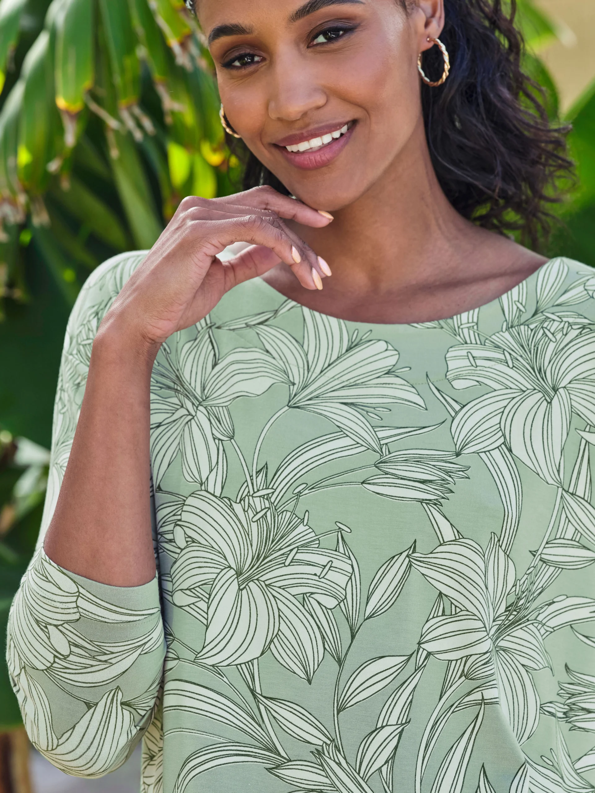 Printed Boat Neck Top^Pure Collection Best