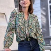 Printed Frill Sleeve Blouse^Pure Collection Discount