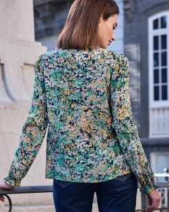 Printed Frill Sleeve Blouse^Pure Collection Discount