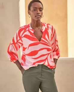 Ruffle Edge Notch Blouse^Pure Collection Discount