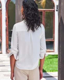 Sand Washed Pure Silk Satin Blouse^Pure Collection Online