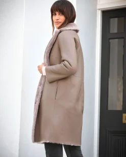 Shearling Rever Collar Coat Style^Pure Collection New