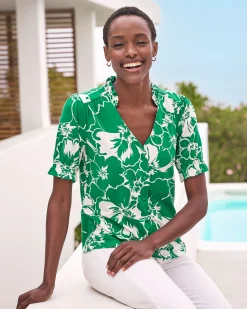 Short Sleeve Frill Jersey Blouse^Pure Collection Outlet