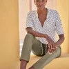 Short Sleeve Tie Frill Neck Blouse^Pure Collection Fashion